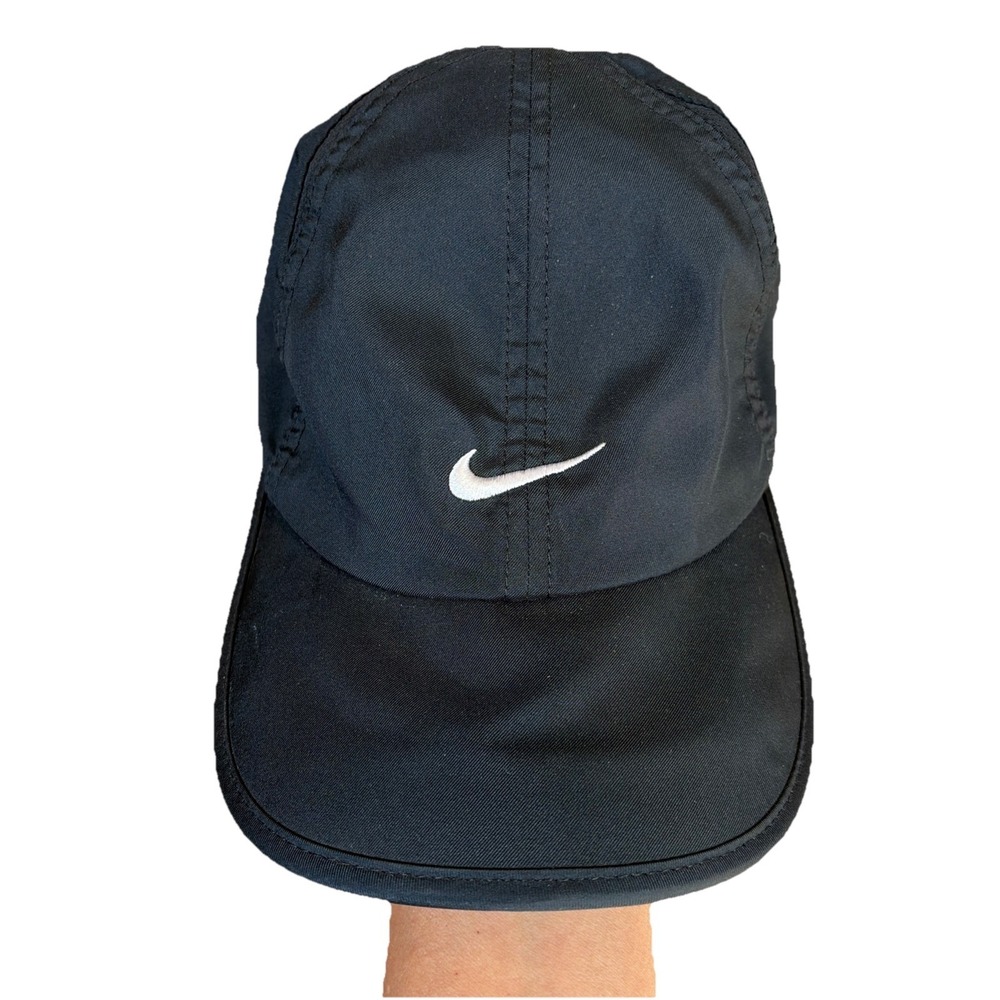 Nike Featherlight Women's Dri-Fit Hat Cap Black White Logo Swoosh Running